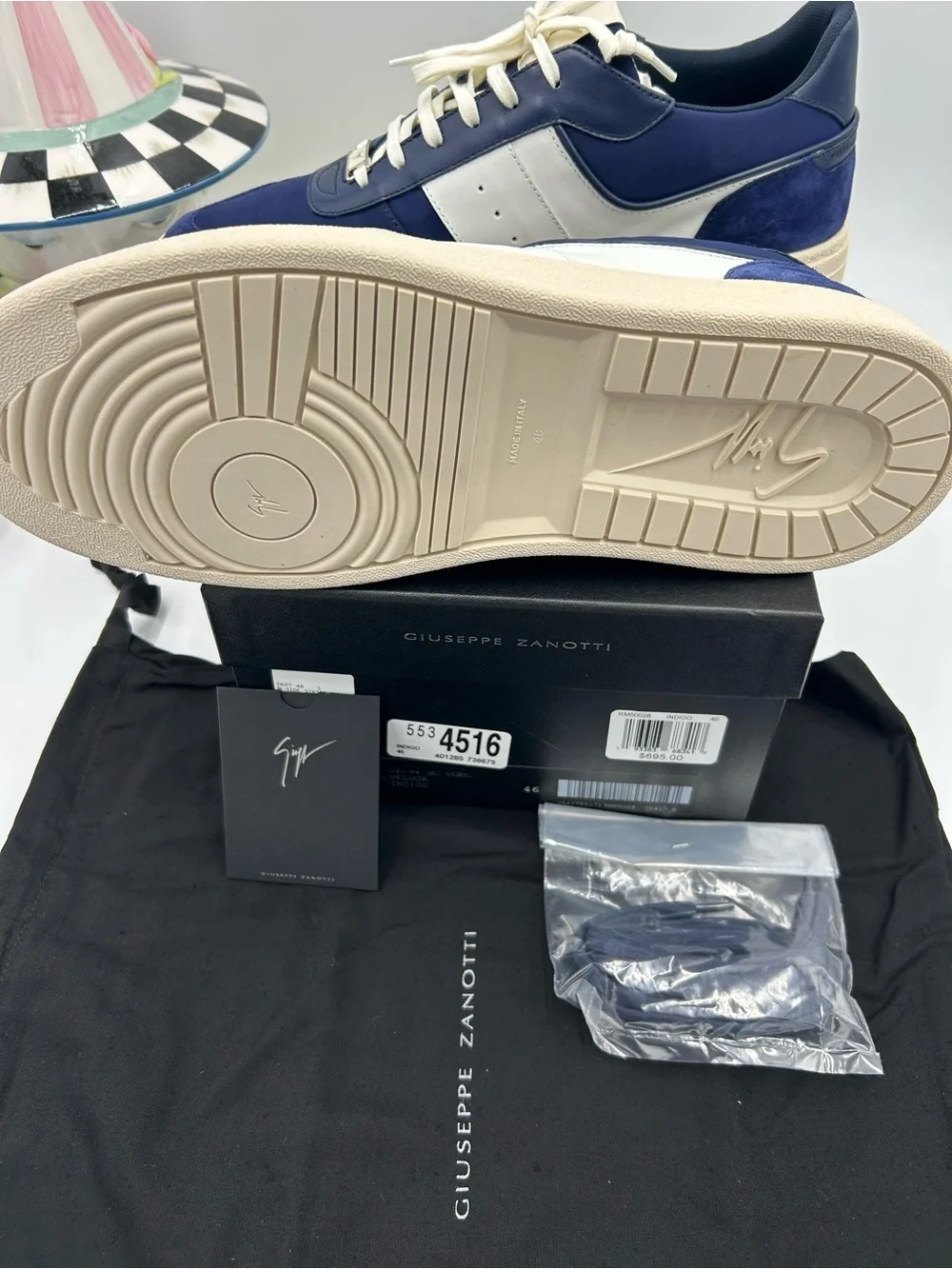 Men's Giuseppe Zanotti, GZ nitro, leather and suede sneakers size 46 made Italy
